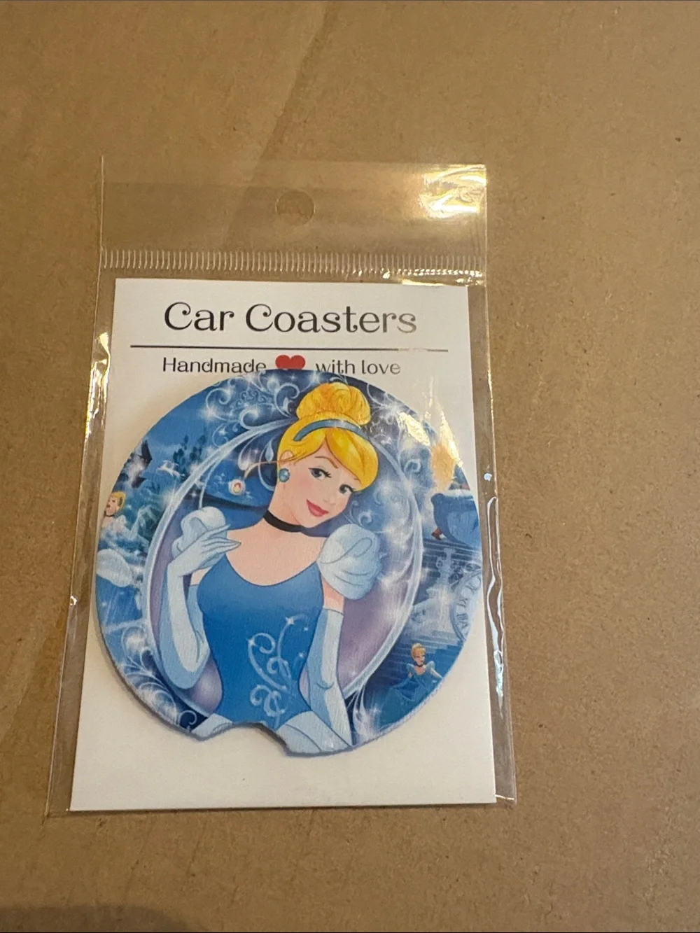 Handmade Blue Princess Car Coaster - Disney-Inspired